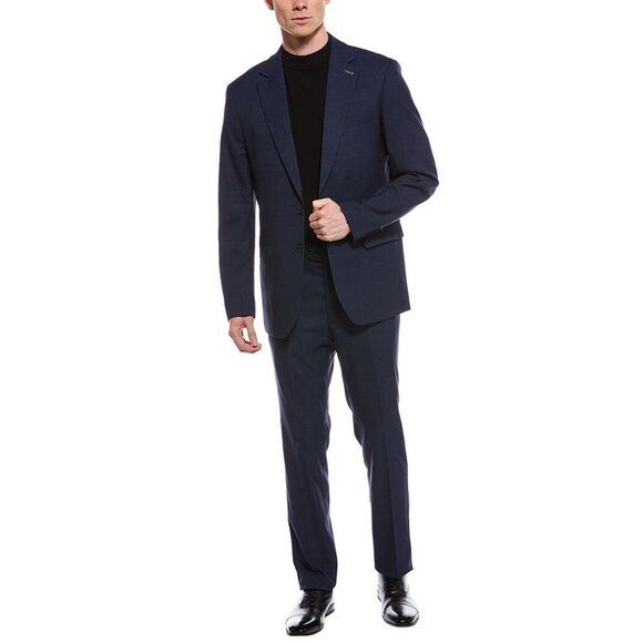 Scotch & Soda Mens2Pc Windowpane Suit Navy
